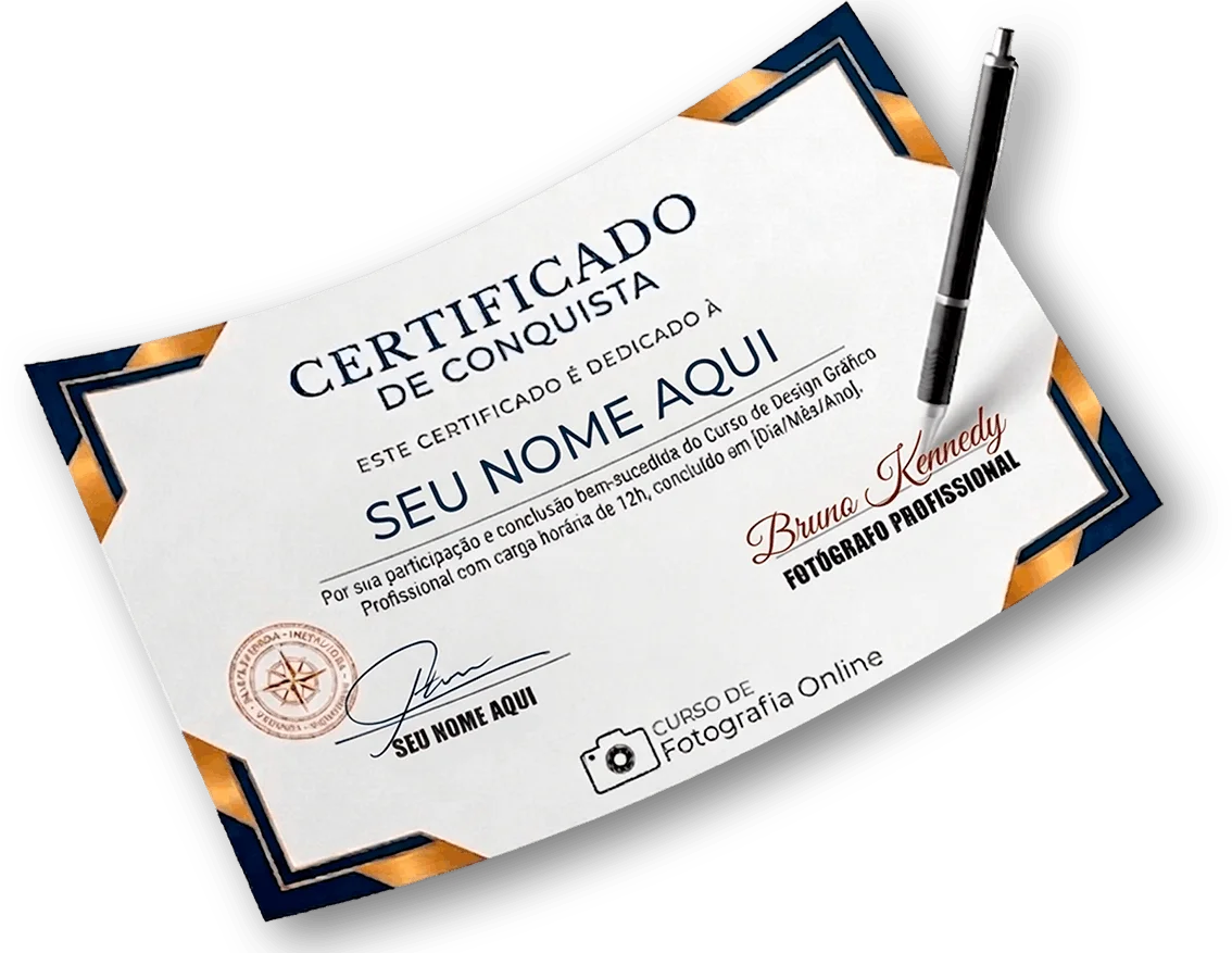 Certificado do curso de fotografia Bruno Kennedy